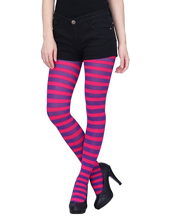 HDE Women's Striped Tights Full Length Sheer Microfiber Nylon Footed Stockings