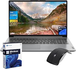 Lenovo 2024 IdeaPad 1 Laptop for Business and Student, 15.6" FHD Display, Intel 10-Core i5-1235U(Beat i7-1165G7), 40GB RAM, 2TB SSD, Intel Iris Xe Graphics, Wi-Fi 6, Windows 11 Pro & Wireless Mouse