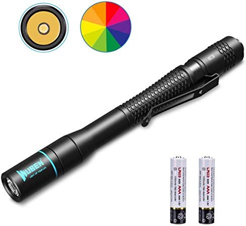 WUBEN E19 LED Pen Light Flashlight 200 Lumens High CRI NICHIA LED (Ra 90 ) IP68 Waterproof 2 AAA Batteries Included 4 Modes Inspection Penlight for Diagnostic Outdoors Household Use