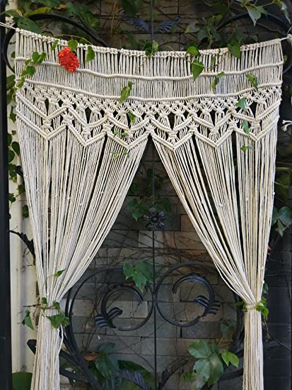 RISEON Macrame Wall Hanging Tapestry- Macrame Door Hanging,Room Divider,Macrame Curtains,Window Curtain, Door Curtains, Wedding Backdrop Arch Boho Wall Decor, 35" W x 70" L