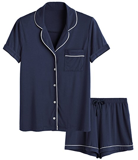 Latuza Women's Short Sleeve Button Down Pajama Set