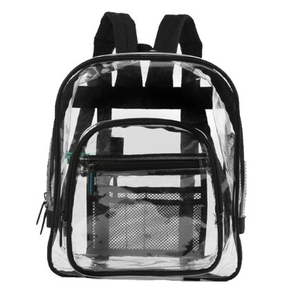 Heavy Duty Clear Backpack 3 Sizes Black or Pink