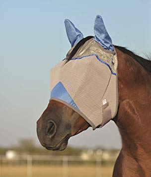 Cashel Crusader Standard Fly Mask with Ears and Blue Trim, Benefit Wounded Warriors