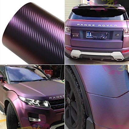 Purple and Blue Car Chameleon Wrap Auto Carbon fiber Wrapping Film Vehicle Change color Sticker Tint Vinyl Air Bubble Free (75cm x 152cm)
