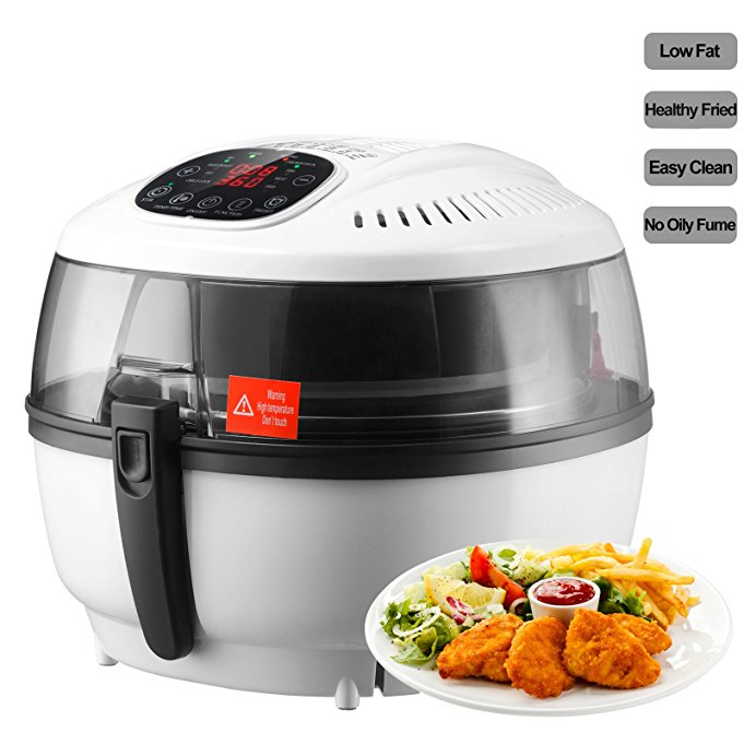 KUPPET Air Fryer 6.3QT Oil Free Digital/Electric Air Fryer w/ Detachable Basket Handles - Timer (60 Minutes) Temperature (180℉-400℉) Control, 1200W-1350W/300W/1500-1700W, Up to 80% Less Fat, White