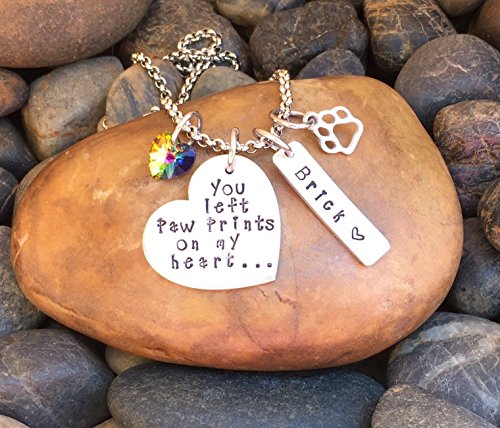 You Left Paw Prints On My Heart | Pet Memorial Necklace | Pet Memorial Jewelry | Rainbow Bridge Jewelry | Pet Sympathy Gift | Remembrance Jewelry