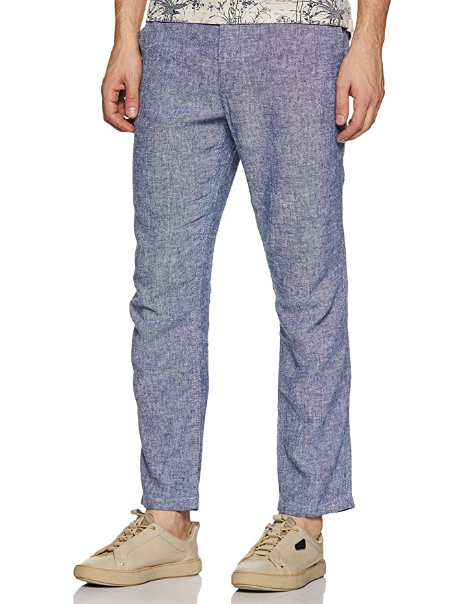 CHEROKEE Men's Slim Fit Casual Trousers (400020243041_Navy_38W x 33L)