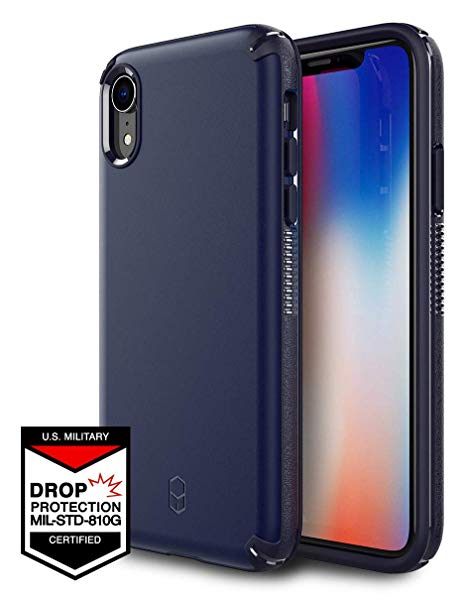 iPhone XR Case for Apple iPhone XR PATCHWORKS ✔️Military Grade Certified✔️Anti-Slip✔️Dual Layer Protection✔️Impact Resistant✔️Wireless Charging Compatible [Level Arc Series], Navy Blue