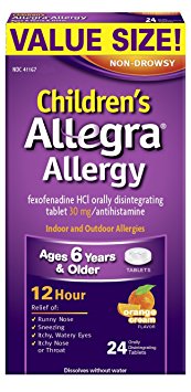 Allegra Children's Allergy 12 Hour Orally Disintegrating Tablets, Orange Cream Flavor, 24 Count