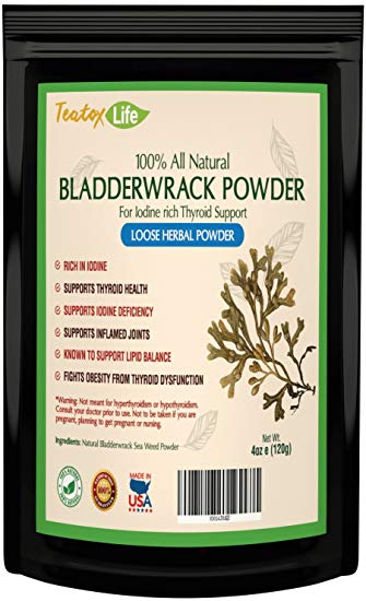 Bladderwrack powder supplement Seaweed Kelp Iodine rich thyroid support for hormone balance & glandular support | Made in USA