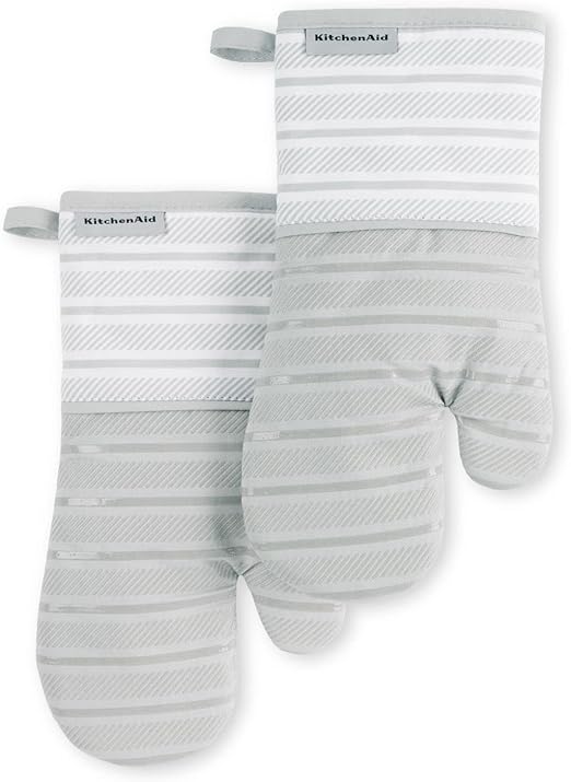 KitchenAid Albany Oven Mitt 2-Pack Set, Matte Grey, 7"x13"