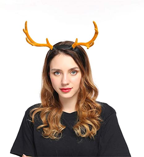 MIUCAT😸 Women Elk Antler Light-up Hairband Halloween Christmas Horns Headband, Dalmatian Ears Bull Horns Costume Headband