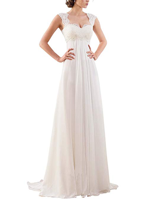 Erosebridal New Sleeveless Lace Chiffon Wedding Dress Bridal Gown