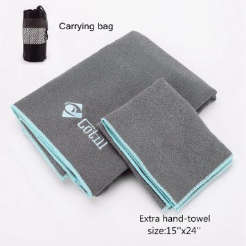 Cotill Best Hot Yoga Towel(24"x72")-Microfiber,Anti Slip Skidless Mat Towels For Yoga, Fitness, Pilates- Improve Grip During Practice,Quick dry，Ultra Absorbent And A Hand-towel