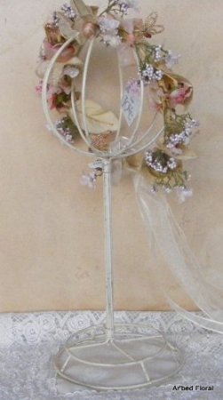 Metal Ball Standing Hat Rack Stand Antique White