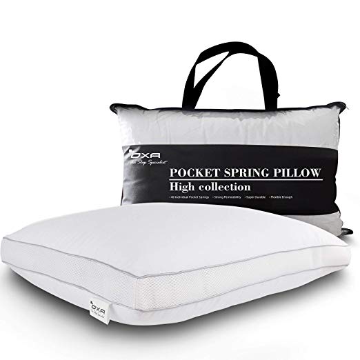 OXA Spring Contour Pillow, Luxurious Queen Breathable Bed Pillows for Sleeping - Relieving Neck and Back Pain with 40 Independent Pocket Coils, Extra Firm Version