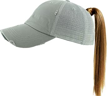 Classic Plain Ponytail Messy High Bun Headwear Adjustable Cotton Trucker Mesh Glitter Hat Baseball Cap