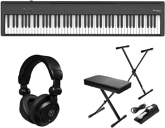 FP-30X 88 Keys SuperNATURAL Portable Digital Piano, Black Bundle with TAPH100 Headphones, Keyboard Stand, Bench, Sustain Pedal