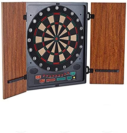 OneConcept Dartmaster 180 - Electronic Dartboard, Dart Board Set, Dart Board Light, Automatic Dartboard, LED, 12 Darts, Up to 8 Players, Virtual Rival, 2 Doors, 150 Game Modes, Plastic Tip, Brown