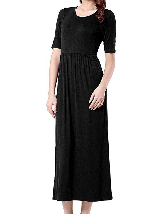 OFTEN® Women's 3/4 Sleeve Empire Elastic Waist Maxi Long Evening Party Dress