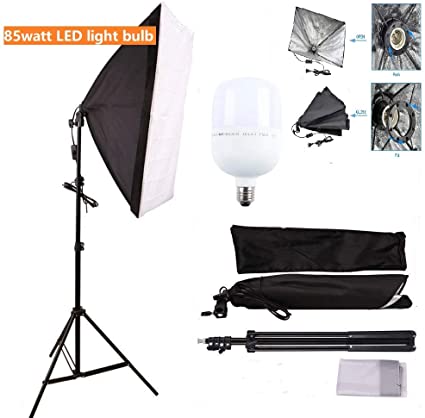 CanadianStudio Rapid Softbox Lighting Kit Professional Studio Photography Continuous Equipment with 85W 5500K E27 Socket Light and Reflectors 50 x 70 cm and Bulb for Portrait Product Fashion Photography (1 Light)