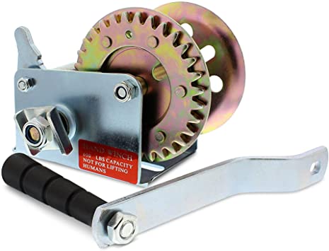 ABN Hand Winch Crank Gear Winch, Heavy Duty Single-Speed, up to 600 lb for Trailer, Boat or ATV