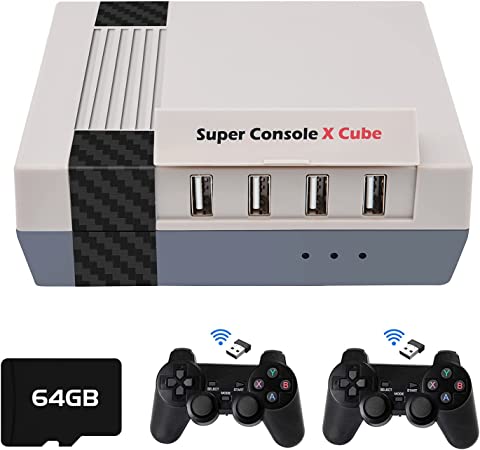 33,000  Games,Classic Mini Game Console,Super Console X Cube Game Consoles Support 4K HD Output,4 USB Port,Up to 4 Players,LAN/WiFi,2 Gamepads,Best Christmas Gifts for Men(64GB)