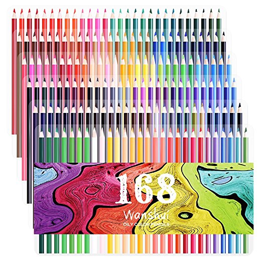 168 Colored Pencils - 168 Count Pre-sharpened Vibrant Colors (No Duplicates) Art Drawing Colored Pencils Set for Adult Coloring Books, Sketching, Painting