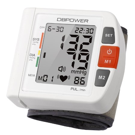 Professional Wrist Digital Blood Pressure Monitor By DBPOWER, High Accurancy, 180 Memories for Two User With IHB and WHO indicater, FDA Certified