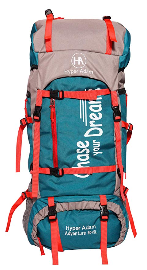 Hyper Adam 65 L Rucksack Hiking Backpack Trekking Bag Camping Bag Travel Backpack Outdoor Sport Rucksack Bag 65 Ltrs (Sea Green)