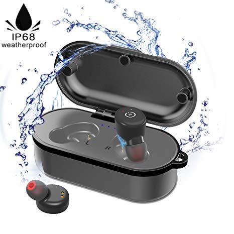 IP68 Waterproof Swimming Earbuds - Sport Wireless Bluetooth Headphones Built-in Mic Sweatproof Stable Fit In Ear Workout Headsets with Wireless Charging Case Special for Swimming Bathing Driving Sauna
