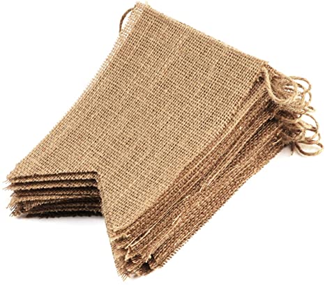 34Pcs Burlap Banner Adjustable Flags DIY Banners for Baby Shower, Party, Wedding and Birthday, 5 x 7 inch