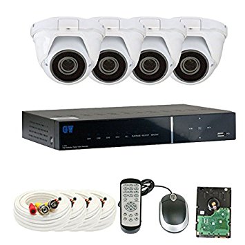 GW Security 1.3 MegaPixel 1000TVL Color Night Vision Security Camera System with 4 Channel DVR and 4 x 1000TVL Starlight 2.8-12mm Varifocal Zoom Outdoor / Indoor Analog Dome Cameras   1TB Hard Drive Included