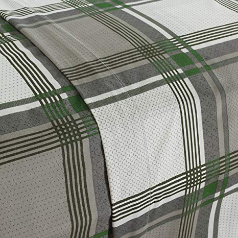 Nestl Bedding Duvet Cover, Protects and Covers Your Comforter/Duvet Insert, Luxury 100% Super Soft Microfiber, King Size, Green and Gray Plaid, 3 Piece Duvet Cover Set Includes 2 Pillow Shams