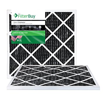 FilterBuy Allergen Odor Eliminator 14x18x1 MERV 8 Pleated AC Furnace Air Filter with Activated Carbon - Pack of 2-14x18x1