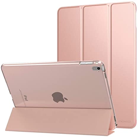 MoKo Case Fit iPad Pro 9.7 Inch 2016 Release Tablet ONLY(A1673/A1674/A1675) - Slim Lightweight Smart Shell Stand Cover with Translucent Frosted Back Protector, Rose Gold (with Auto Wake/Sleep)