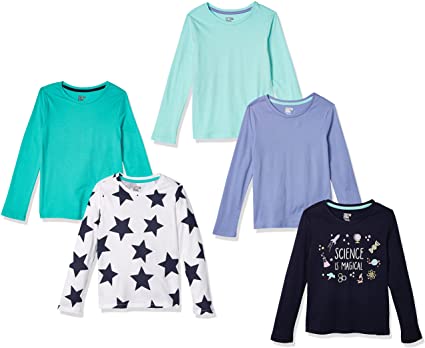 Spotted Zebra Girls and Toddlers' Long-Sleeve T-Shirts, Multipacks