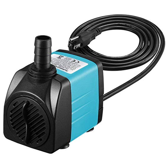 Homasy Upgraded 400GPH Submersible Pump 25W Ultra Quiet Fountain Water Pump with 5.9ft Power Cord, 2 Nozzles for Aquarium, Fish Tank, Pond, Hydroponics, Statuary