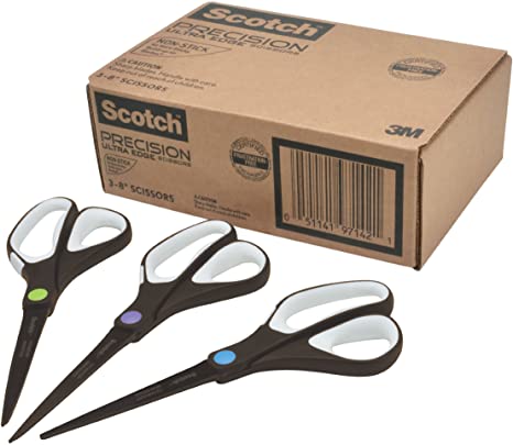 Scotch Precision Ultra Edge Non-Stick Scissors, 8 Inches, 3-Pack (1468-3AMZ)