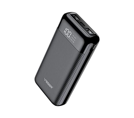 VEGER W2019 LCD Display 20000 mAh Li Polymer Power Bank (Black)