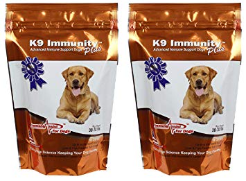 Aloha Medicinals - K9 Immunity Plus - Potent Immune Booster for Dogs 30-70 lbs - Certified Organic – Mushroom Enhanced Supplement - Veterinarian Recommended Dog Health Supplement - 60 Chews 2 Pack