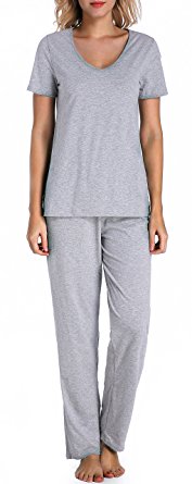 Chamllymers Women's Cotton Sleepwear Short Sleeve Pajamas Sets With Pants XS -XXL