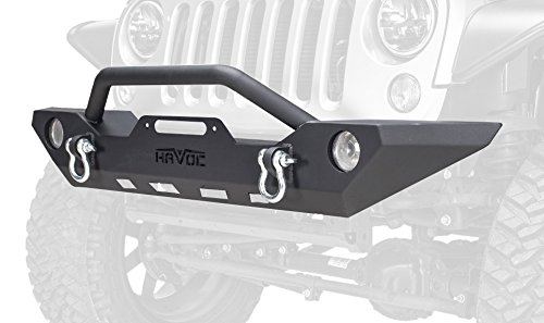 Havoc Offroad GEN 2 Wrecking Ball Mid Width Front Bumper with Bull Bar 2007-2017 Jeep JK Wrangler and Factory Fog Light Cut Outs