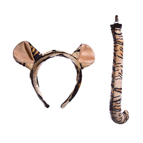 Wildlife Tree Plush Zoo Animal Ears Headband and Tail (Clip-On) for Animal Costumes and Cosplay or Theatre