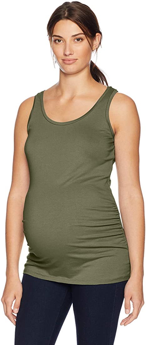 Motherhood Maternity Women's Maternity Sleeveless Scoop Neck Side Ruched Tank Top