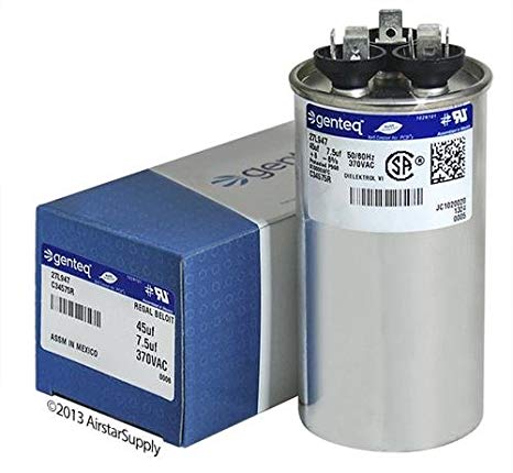 GE Genteq Round Capacitor 45 7.5 uf MFD 370 Volt 27L947BZ3 27L947