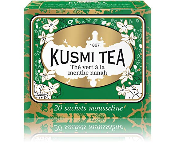 Kusmi Tea - Spearmint Green Tea - Refreshing Green Tea with Spearmint Leaves & Mint Essential Oils - Natural, Premium Loose Leaf Spearmint Green Tea in 20 Eco-Friendly Muslin Tea Bags (20 Servings)