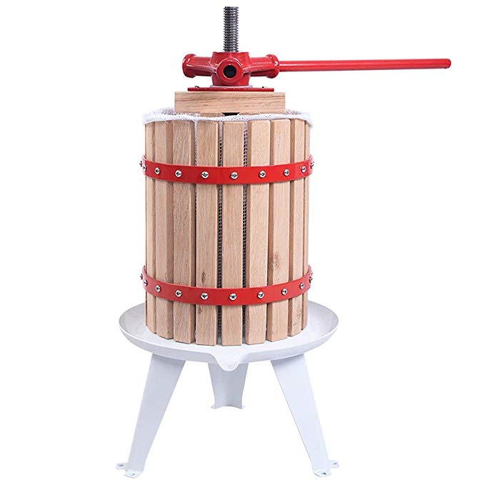 Useful UH-FP166 18L 4.75 Gal Solid Wood Basket Fruit and wine Press