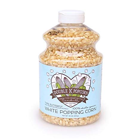 Double K Popcorn White Butterfly Kernels - 30 oz Jar -- Gluten Free -- Soft and Tender with Fewer Hulls
