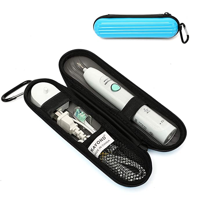 KAYOND Compact Hard Travel Case，Electric Toothbrush Case ，Universal Travel Case， Odor Free Thermoplastic Shell，Compatible with Oral B, Sonicare, and More Electric Toothbrush Brands (Blue)